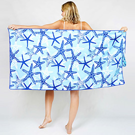 Starfish Patterned Beach Towel and Tote Bag