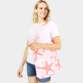 Starfish Patterned Beach Towel and Tote Bag