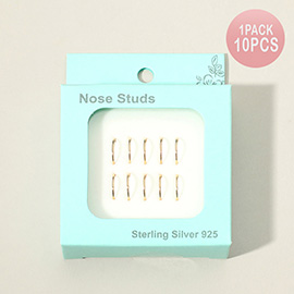 10PCS - Thin Sterling Silver Nose Rings