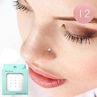 12PCS - CZ Star Sterling Silver Nose Studs with Tips