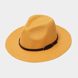 Faux Leather Band Solid Panama Hat