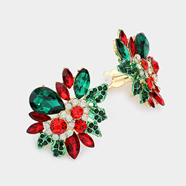 Floral Multi Stone Clip on Evening Earrings