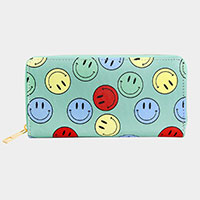 Smile Patterned Zipper Wallet