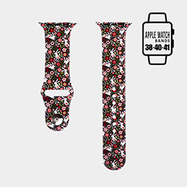 Bunny Flower Patterned Apple Watch Silicone Band