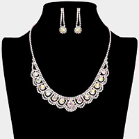 Round Stone Accented Rhinestone Necklace