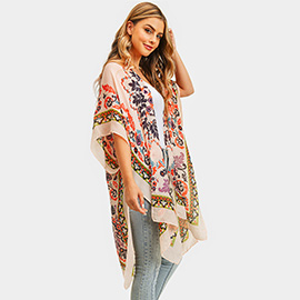 Bohemian Print Cover Up Kimono Poncho