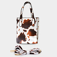 Cow Patterned Rectangle Tote / Crossbody Bag
