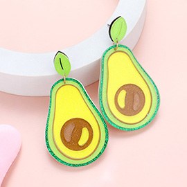 Glittered Resin Avocado Dangle Earrings