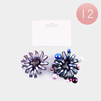 12 Set Of 2 - Colorful Pearl Embellished Spiral Hair Bands