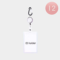 12PCS - Retractable Black Keychain ID Holders