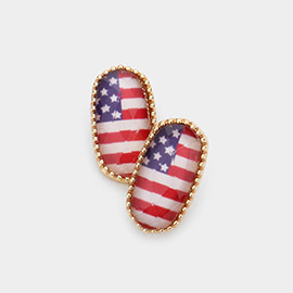 American USA Flag Hexagon Stud Earrings
