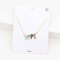 HOPE Brass Metal Enamel Message Pendant Necklace