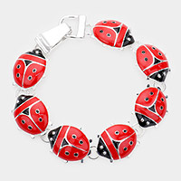 Enamel Ladybug Link Magnetic Bracelet