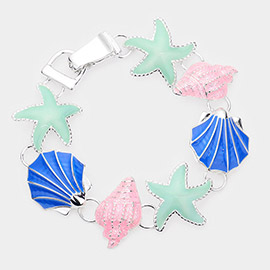 Enamel Starfish Conch Shell Link Magnetic Bracelet