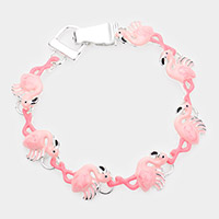 Enamel Flamingo Link Magnetic Bracelet