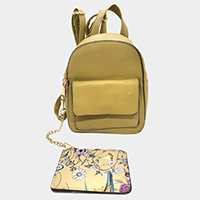 Draped Chain Faux Leather Card Holder Mini Backpack Bag