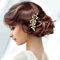 Marquise Accented Leaf Hair Comb