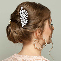 CZ Marquise Accented Leaf Hair Comb