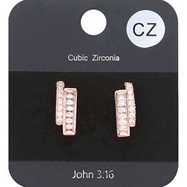 CZ Embellished Half Hoop Evening Earrings