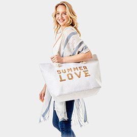 Summer Love Message Glitz Beach Tote Bag