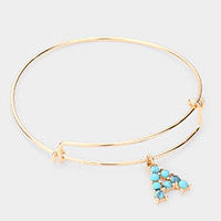 -A- Turquoise Embellished Monogram Charm Bracelet
