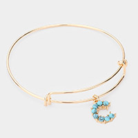 -C- Turquoise Embellished Monogram Charm Bracelet