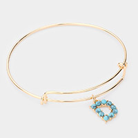 -D- Turquoise Embellished Monogram Charm Bracelet