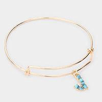 -J- Turquoise Embellished Monogram Charm Bracelet