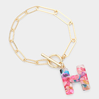 -H- Colorful Monogram Charm Bracelet