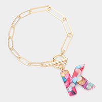 -K- Colorful Monogram Charm Bracelet
