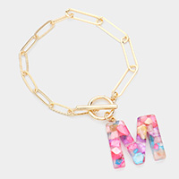 -M- Colorful Monogram Charm Bracelet