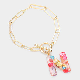 -N- Colorful Monogram Charm Bracelet