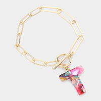 -T- Colorful Monogram Charm Bracelet