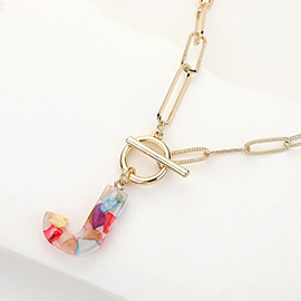 -J- Colorful Monogram Pendant Toggle Necklace