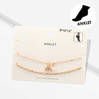 2PCS - Metal Chain Whale Tale Pearl Charm Anklets