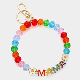 MAMA Message Flower Smile Faceted Beaded Keychain / Bracelet