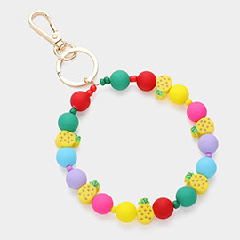 Pineapple Accented Beaded Keychain / Bracelet