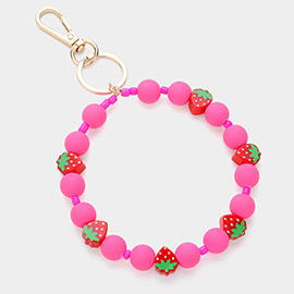 Strawberry Accented Beaded Keychain / Bracelet