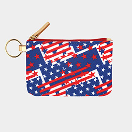 American USA Flag Patterned ID Wallet Detachable Lanyard