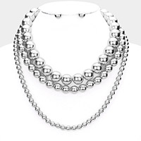 Triple Layered Metal Ball Necklace