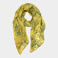 Embroidered Flower Patterned Oblong Scarf