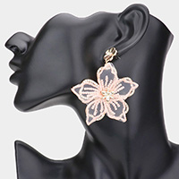Mesh Open Metal Flower Layered Dangle Earrings