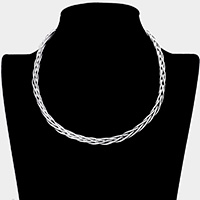 Braided Open Metal Choker Necklace