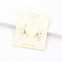 Mother of Pearl Double Horn Stud Earrings