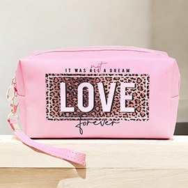 Leopard Patterned LOVE forever Message Pouch Bag