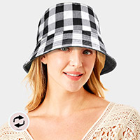 Wired Brim Plaid Check Patterned Reversible Bucket Hat