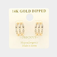 14K Gold Dipped Split Metal Hoop Earrings