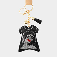 Bling Girl Accented T-Shirts Tassel Keychain