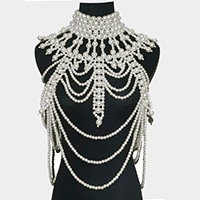 Draped Pearl Armor Body Chain Necklace