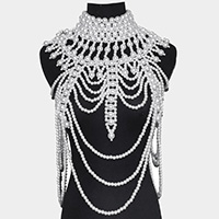 Draped Pearl Armor Body Chain Necklace